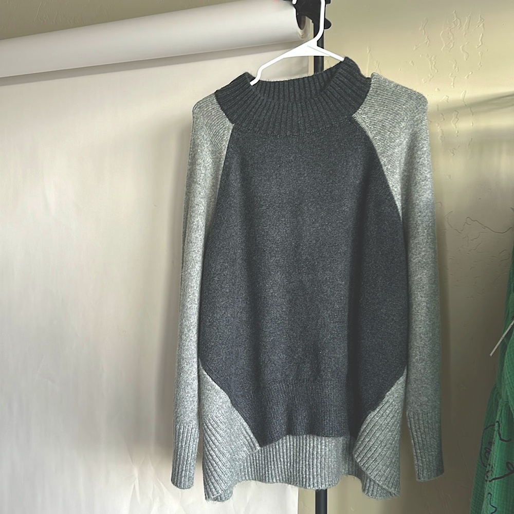 Margeaux & Ellie Gray Colorblock Mock Neck Oversized Sweater Women 3X